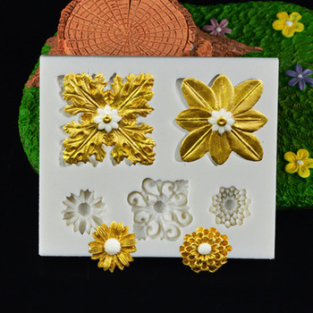 5 Flowers Fondant Cake Mold Rose Clover Chrysanthemum Cookies Chocolate Mould Border DIY Baking Decorating Tools Bakeware H234